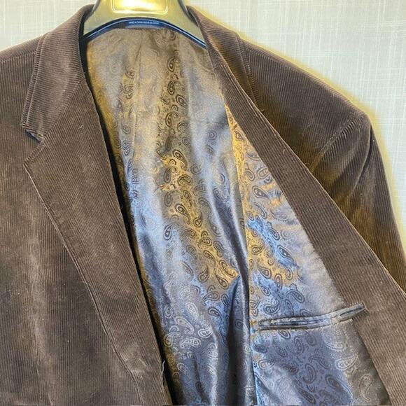 Stafford Essentials Mens 50R Brown Corduroy Cotton Sport Coat Blazer Elbow Patch - Picture 6 of 12